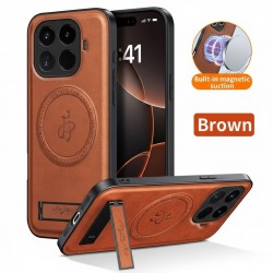 Θήκη Luxury Hybrid Leather Magnetic Stand Cover Xiaomi 15T Pro Brown
