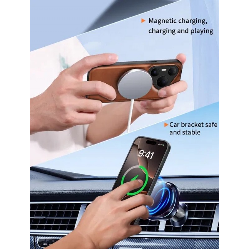 Θήκη Luxury Hybrid Leather Magnetic Stand Cover Huawei Pura 80 Pro Blue