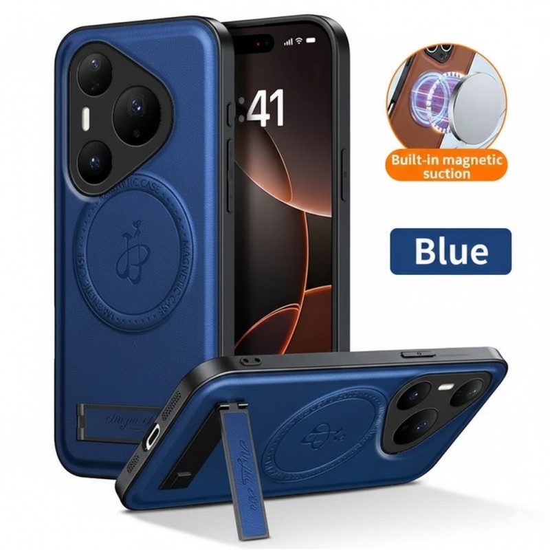 Θήκη Luxury Hybrid Leather Magnetic Stand Cover Huawei Pura 80 Pro Blue