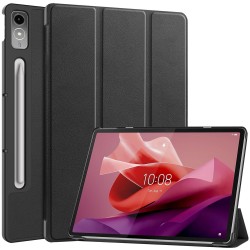 Θήκη Custer Texture 3-Fold Holder Leather Smart Case Lenovo Tab P12 12.7" Black