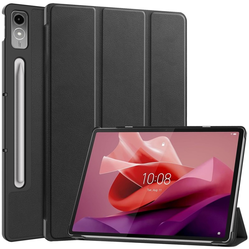 Θήκη Custer Texture 3-Fold Holder Leather Smart Case Lenovo Tab P12 12.7" Black