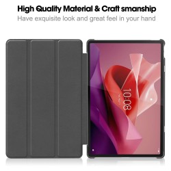 Θήκη Custer Texture 3-Fold Holder Leather Smart Case Lenovo Tab P12 12.7" Black