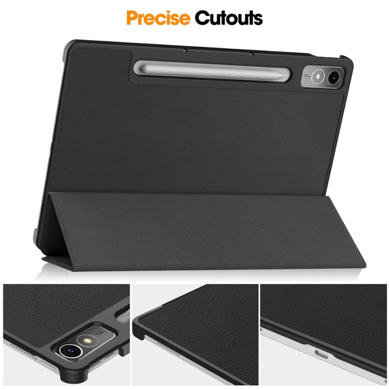 Θήκη Custer Texture 3-Fold Holder Leather Smart Case Lenovo Tab P12 12.7" Black