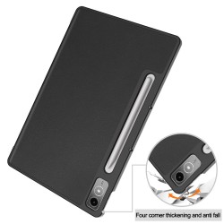 Θήκη Custer Texture 3-Fold Holder Leather Smart Case Lenovo Tab P12 12.7" Black