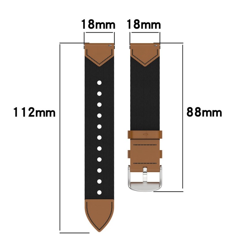 Ανταλλακτικό λουράκι Nylon/Leather Band with Silver Buckle για Huawei Watch GT4 (41mm)  / Huawei Watch GT 5 (41MM)  / GT 5 Pro / Honor S1 (18mm) Green/Brown