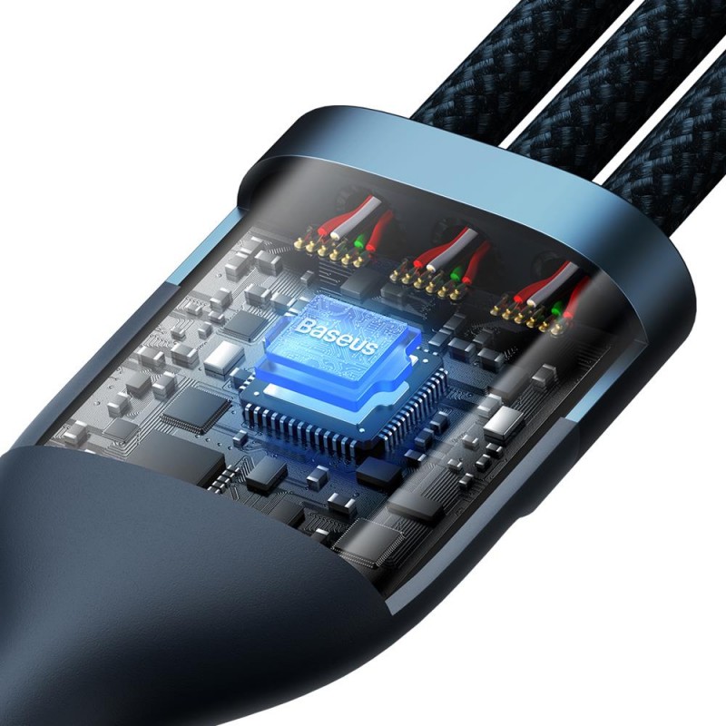Καλώδιο Baseus Cable Flash Series II 3 in 1 - USB to Type C, Lightning, Micro USB 66W 3.5A 1,2m (CASS040003) Blue