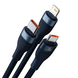 Καλώδιο Baseus Cable Flash Series II 3 in 1 - USB to Type C, Lightning, Micro USB 66W 3.5A 1,2m (CASS040003) Blue