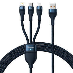 Καλώδιο Baseus Cable Flash Series II 3 in 1 - USB to Type C, Lightning, Micro USB 66W 3.5A 1,2m (CASS040003) Blue