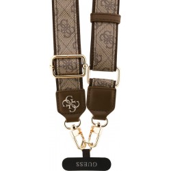Λουράκι Λαιμού στήριξης Θήκης Guess Crossbody Strap PU 4G Metal Logo Brown