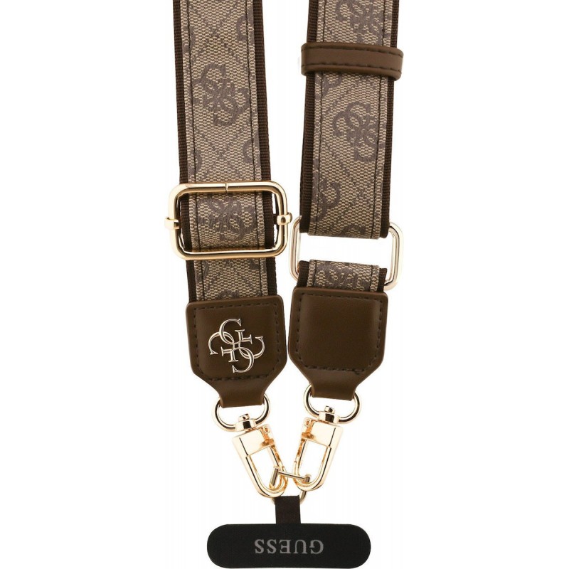 Λουράκι Λαιμού στήριξης Θήκης Guess Crossbody Strap PU 4G Metal Logo Brown
