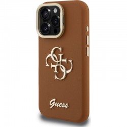 Θήκη Guess PU Grained 4G Logo Stand Camera Frame Cover Apple iPhone 16 Pro Max (6.9") Brown