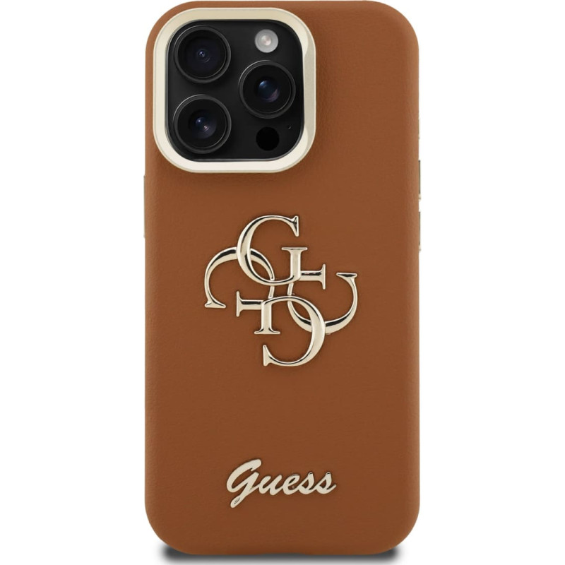 Θήκη Guess PU Grained 4G Logo Stand Camera Frame Cover Apple iPhone 16 Pro Max (6.9") Brown