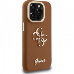 Θήκη Guess PU Grained 4G Logo Stand Camera Frame Cover Apple iPhone 16 Pro Max (6.9") Brown