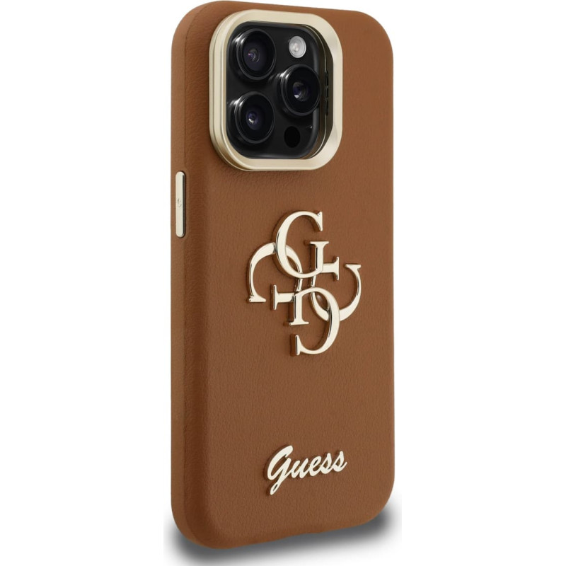 Θήκη Guess PU Grained 4G Logo Stand Camera Frame Cover Apple iPhone 16 Pro Max (6.9") Brown