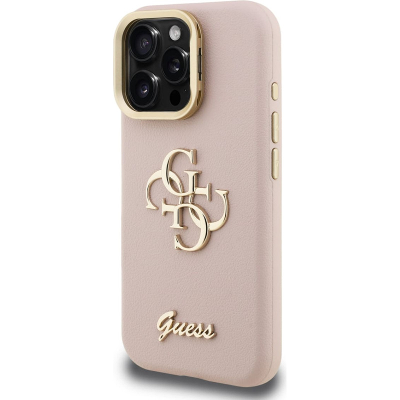 Θήκη Guess PU Grained 4G Logo Stand Camera Frame Cover Apple iPhone 16 Pro Max (6.9") Pink