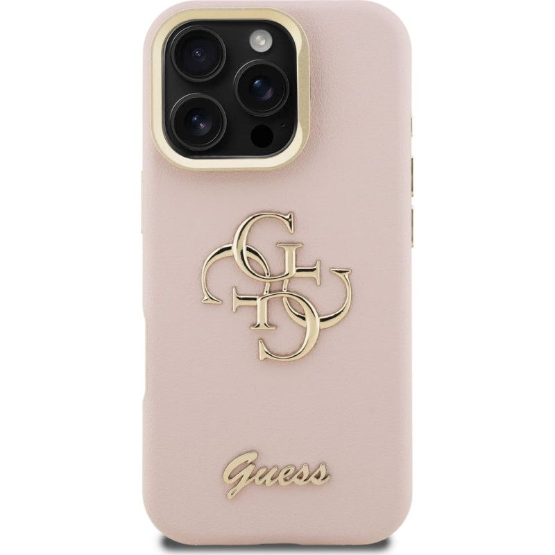Θήκη Guess PU Grained 4G Logo Stand Camera Frame Cover Apple iPhone 16 Pro Max (6.9") Pink