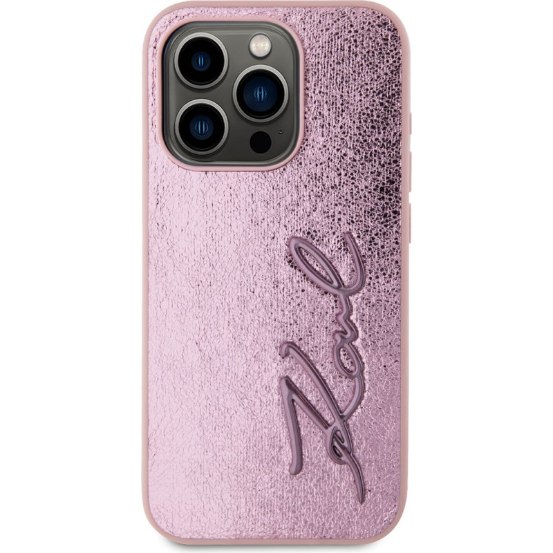 Θήκη Karl Lagerfeld Wrinkled PU Signature Logo Cover Apple iPhone 15 Pro Max (6.7") Pink