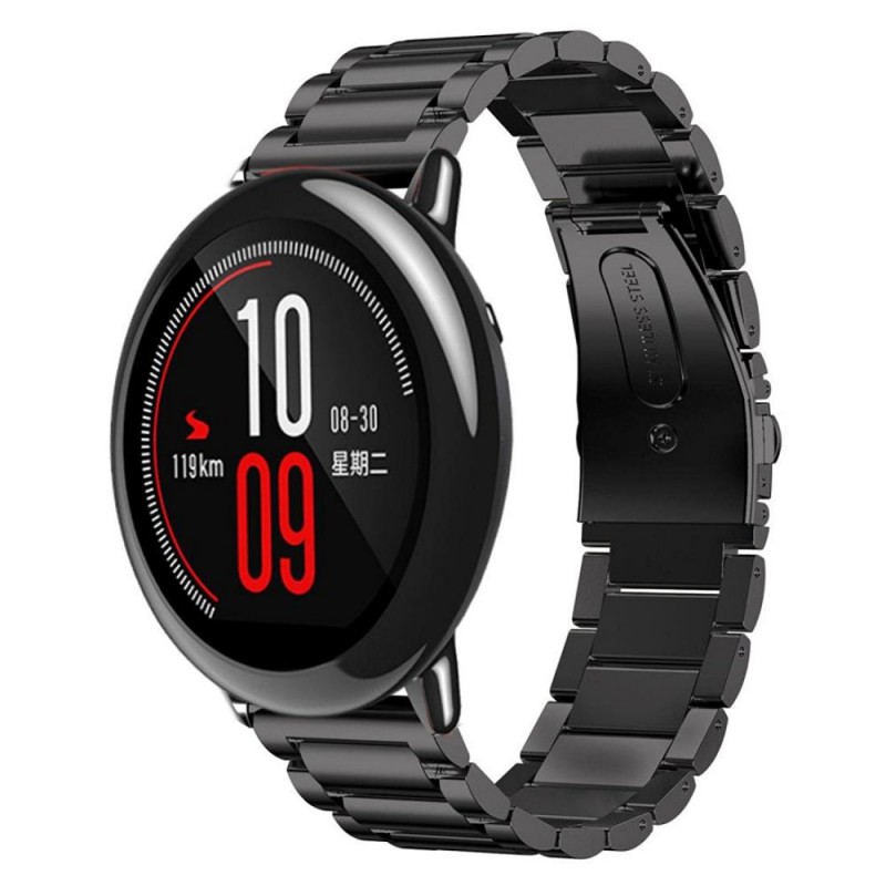 Ανταλλακτικό λουράκι QuickFit Stainless Steel Black για Samsung Galaxy Watch5 (40mm & 42mm)/Watch4 (40mm & 44mm)/ Watch4 Classic (42mm & 46mm)/ Watch3(41mm)/Active 2(40/44mm)/Amazfit GTS 3 (43mm)/GTR(42mm) (20mm)