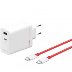Φορτιστής Ταξιδίου OnePlus SUPERVOOC 120W Dual USB-A + USB-C Travel Charger + USB-C/USB-C Cable White (Original)