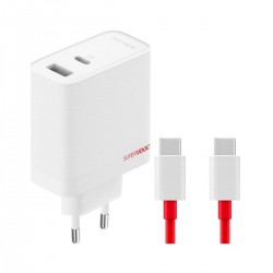 Φορτιστής Ταξιδίου OnePlus SUPERVOOC 120W Dual USB-A + USB-C Travel Charger + USB-C/USB-C Cable White (Original)