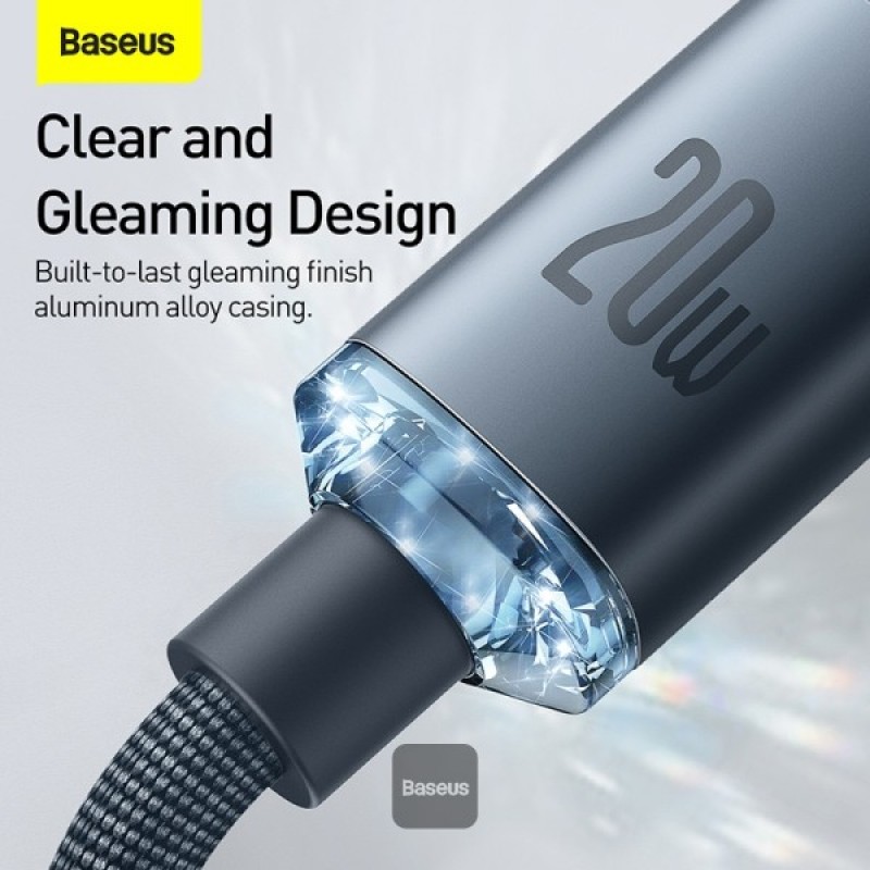 Καλώδιο Data Baseus Crystal Shine USB-C to Lightning 20W 1.2m Black (CAJY000201)