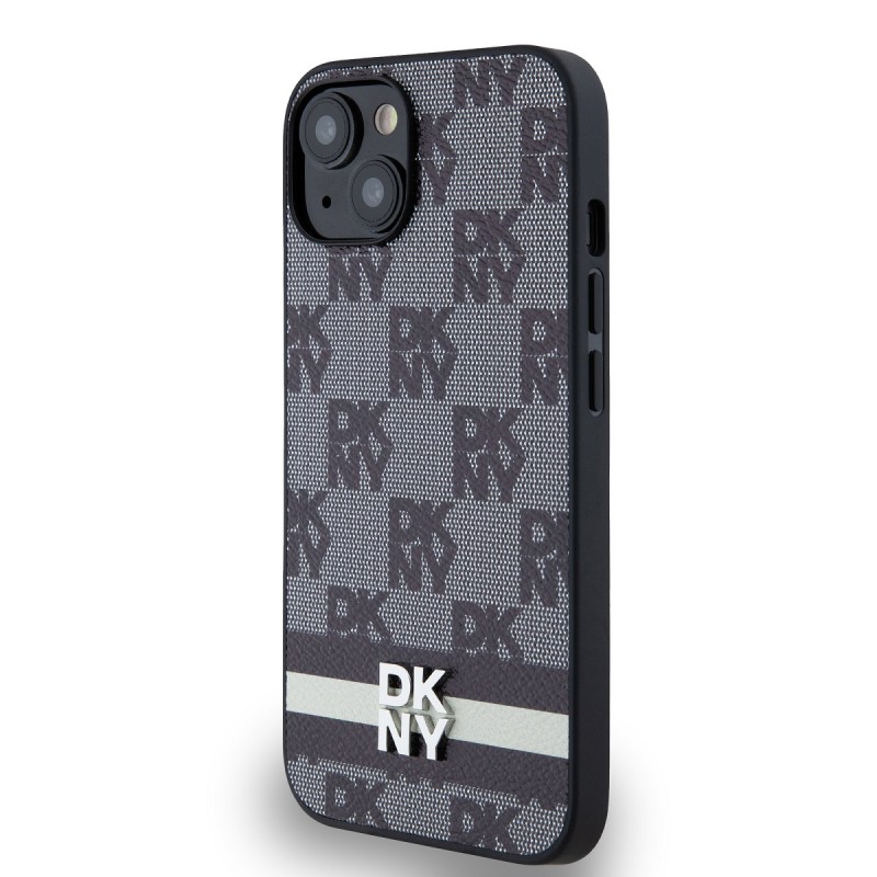 Θήκη DKNY PU Leather Checkered Pattern & Stripe Case for iPhone 13 (6.1") Black