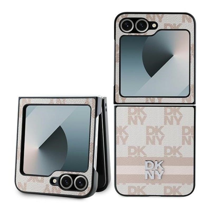 Θήκη DKNY PU Leather Checkered Pattern and Stripe Case Samsung Galaxy Z Flip6 SM-F741 / Flip7 FE 5G SM-761B Pink