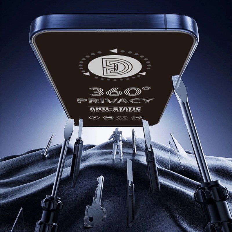Γυαλί Προστασίας Full Face 360 Privacy Apple iPhone 15 / 16 (6.1") Tempered Glass 9H AntiCrash / AntiShock 