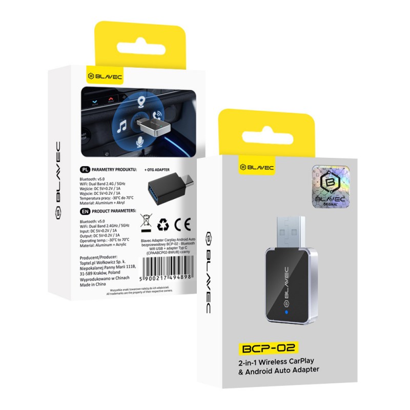Ασύρματο Blavec Adapter Carplay Android Auto Wireless BCP-02 Black