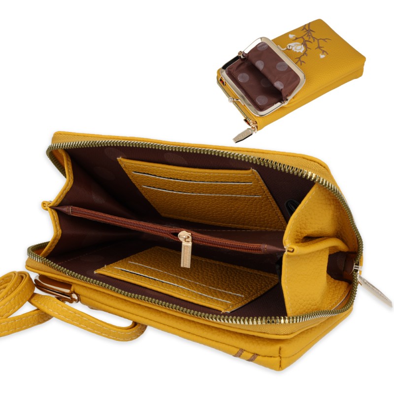 Τσάντα Crossbody Knitted Phone Bag GCW17 Yellow