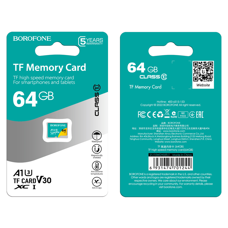 Borofone Memory Card MicroSD 64GB SDHC Class10 95MB/s