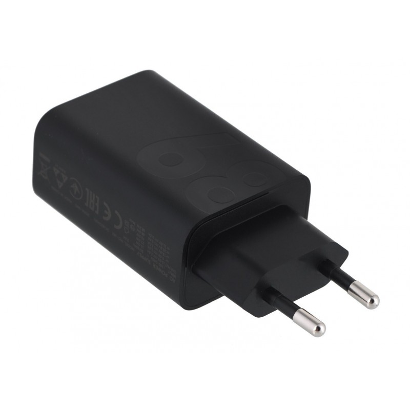 Φορτιστής Motorola TurboPower Travel Charger USB-C GaN 68W + USB-C to USB-C Data Cable 6.5A Black (Original)