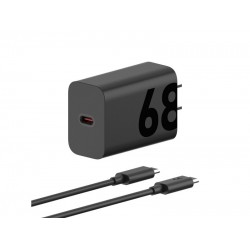 Φορτιστής Motorola TurboPower Travel Charger USB-C GaN 68W + USB-C to USB-C Data Cable 6.5A Black (Original)