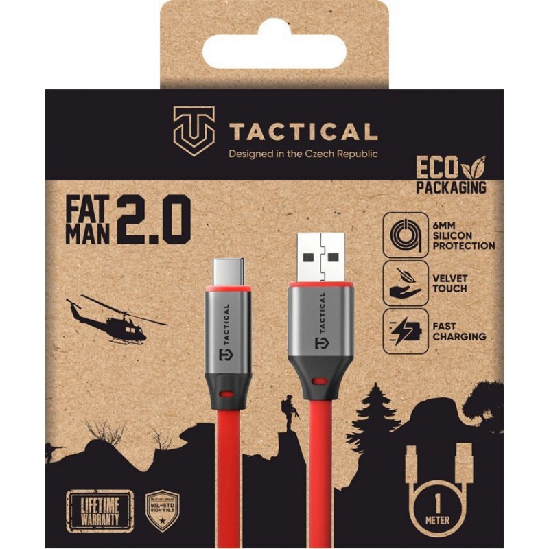 Καλώδιο Tactical Fat Man 2.0 Cable USB-A to USB-C 1m Red