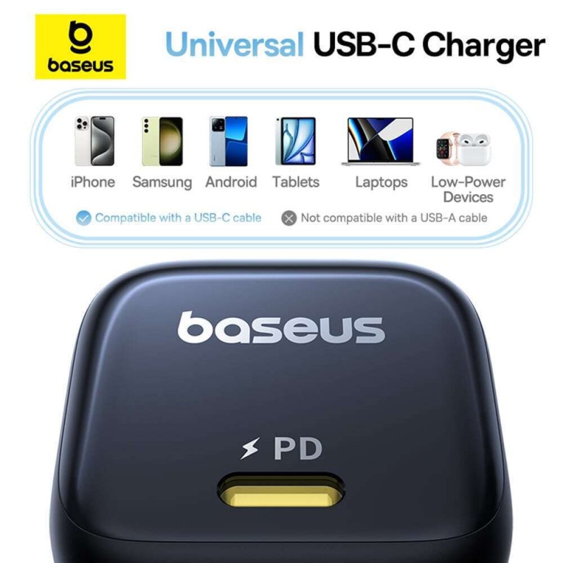 Φορτιστής Ταξιδιού Baseus PicoGo GaN Wall Charger 1xUSB-C 45W Black (P10176800123-00)
