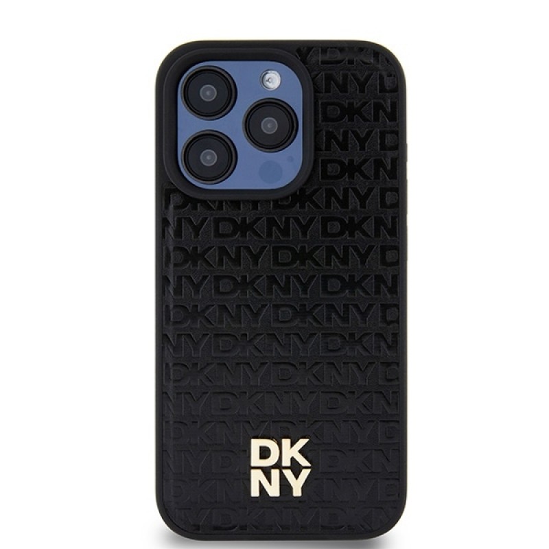 Θήκη DKNY PU Leather Repeat Pattern Stack Logo MagSafe Cover for iPhone 15 Pro (6.1") Black