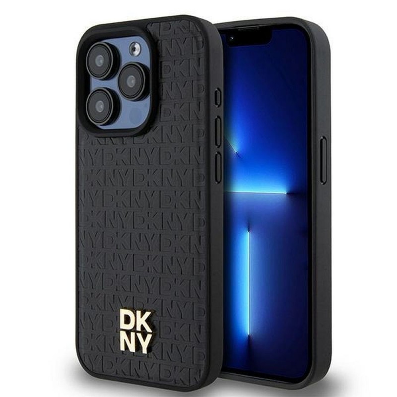 Θήκη DKNY PU Leather Repeat Pattern Stack Logo MagSafe Cover for iPhone 15 Pro (6.1") Black