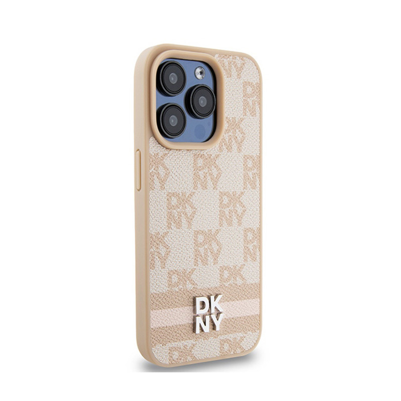 Θήκη DKNY PU Leather Checkered Pattern and Stripe Case Apple iPhone 15 Pro Max (6.7") Pink