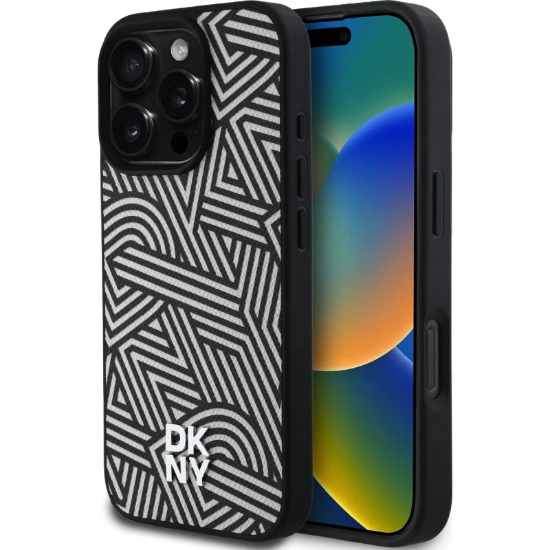 Θήκη DKNY PU Leather Crosswalk Pattern Magsafe Case for Apple iPhone 16 Pro Max (6.9") Ivory