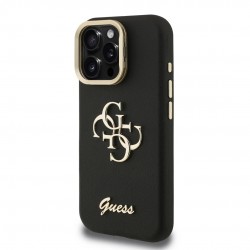 Θήκη Guess PU Grained 4G Logo Stand Camera Frame Cover Apple iPhone 15 Pro Max (6.7") Black