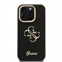 Θήκη Guess PU Grained 4G Logo Stand Camera Frame Cover Apple iPhone 15 Pro Max (6.7") Black