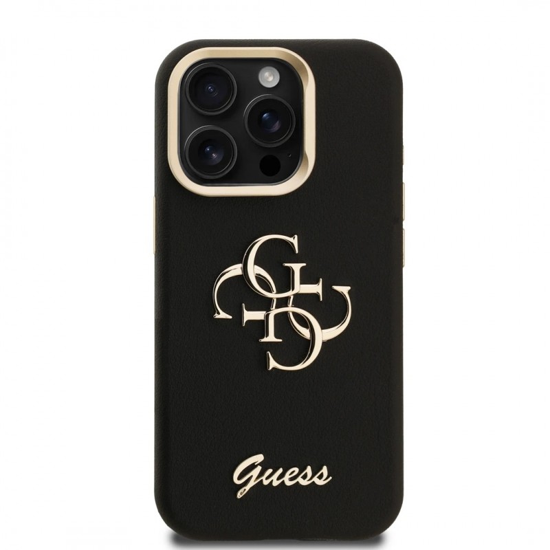 Θήκη Guess PU Grained 4G Logo Stand Camera Frame Cover Apple iPhone 15 Pro Max (6.7") Black