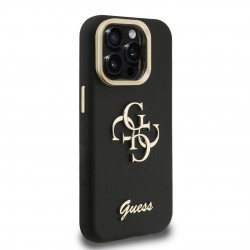 Θήκη Guess PU Grained 4G Logo Stand Camera Frame Cover Apple iPhone 15 Pro Max (6.7") Black