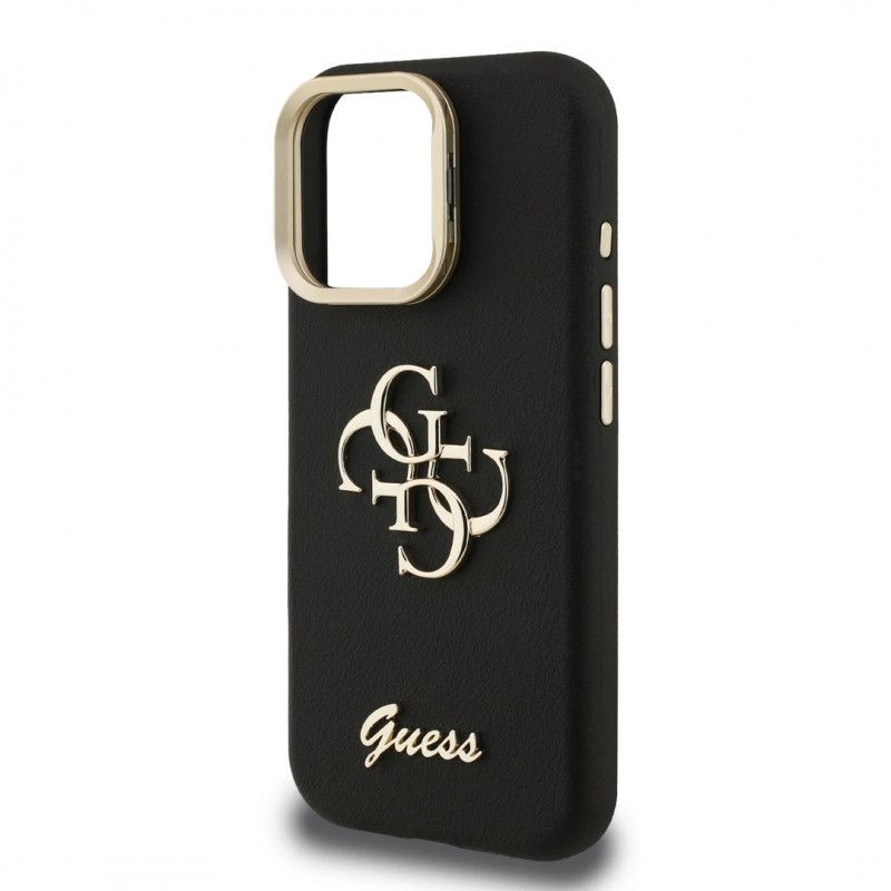 Θήκη Guess PU Grained 4G Logo Stand Camera Frame Cover Apple iPhone 15 Pro Max (6.7") Black