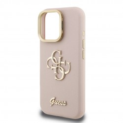 Θήκη Guess PU Grained 4G Logo Stand Camera Frame Cover Apple iPhone 15 Pro Max (6.7") Pink