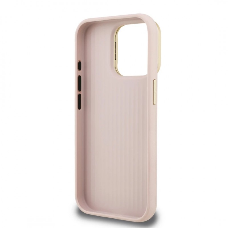 Θήκη Guess PU Grained 4G Logo Stand Camera Frame Cover Apple iPhone 15 Pro Max (6.7") Pink
