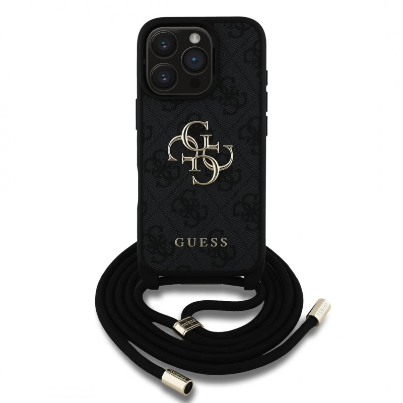 Θήκη Guess PU 4G Metal Logo Crossbody Strap Cover Apple iPhone 16 Pro Max (6.9") Black