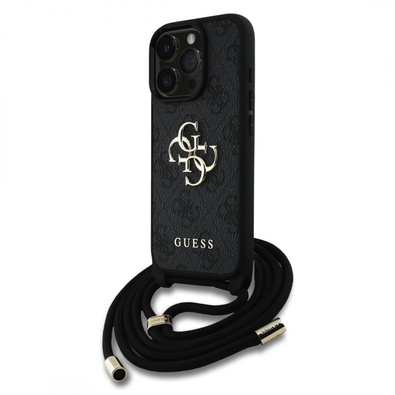 Θήκη Guess PU 4G Metal Logo Crossbody Strap Cover Apple iPhone 16 Pro Max (6.9") Black
