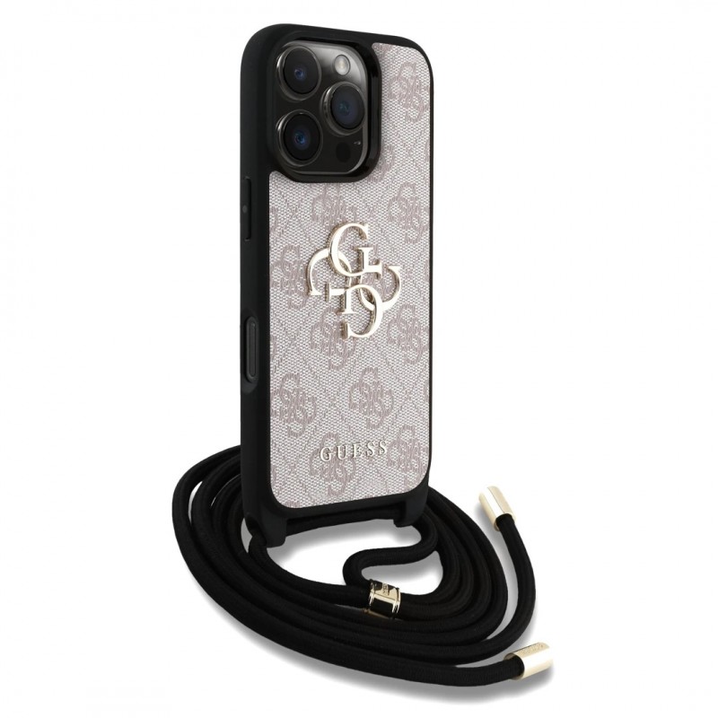 Θήκη Guess PU 4G Metal Logo Crossbody Strap Cover Apple iPhone 16 Pro Max (6.9") Pink