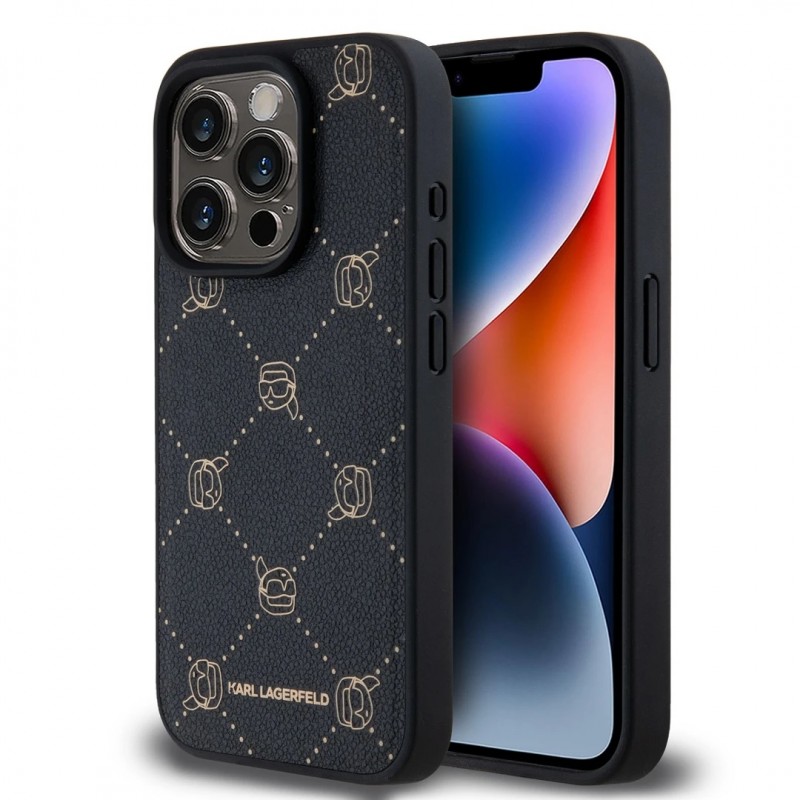 Θήκη Karl Lagerfeld PU Karl Heads Pattern MagSafe Case Apple iPhone 15 Pro Max (6.7") Black